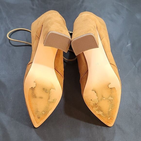 BRAND NEW LILIANA POINTED TOE POINTED TOE LACE-UP BLOCK HEEL FAUX SUEDE … - Picture 12 of 16